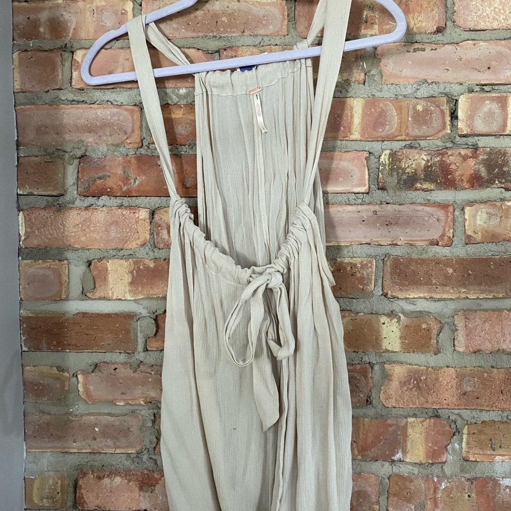 We The Free Beige Jumpsuit with Tie Waist